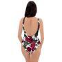 Red Rose Flower Print One Piece Swimsuite