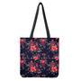 Red Violet Roses Floral Pattern Print Tote Bag