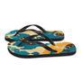 Retro Faded Ikat Yellow Blue Flip Flops Colorful