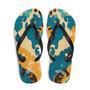 Retro Faded Ikat Yellow Blue Flip Flops Colorful