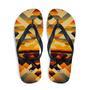 Retro Geometric Yellow Sunset Tropical Flip Flops Colorful