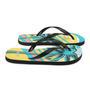 Retro Yellow Blue Faded Palm Tree Flip Flops Colorful