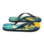 Retro Yellow Blue Tropical Palm Trees Flip Flops Colorful