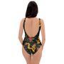 Rose Floral Golden Dragon Print One Piece Swimsuite