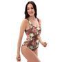 Rose Floral Print One Piece Swimsuite