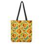 Sage Watercolor Sunflower Pattern Print Tote Bag