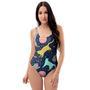 Space Cat Print One Piece Swimsuite