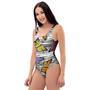 Striped Butterfly Print One Piece Swimsuite