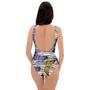 Striped Butterfly Print One Piece Swimsuite