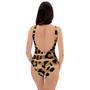 Striped Leopard One Piece Swimsuite