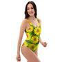 Sunflower Flower Print One Piece Swimsuite