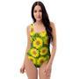 Sunflower Flower Print One Piece Swimsuite