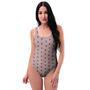 Tan Brown Polka Dot One Piece Swimsuite