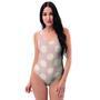 Tan Polka Dot One Piece Swimsuite