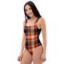 Tartan Brown Plaid One Piece Swimsuite