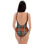 Tartan Orange Plaid One Piece Swimsuite