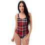 Tartan Plaid Print One Piece Swimsuite