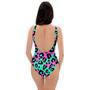 Teal Pink Leopard One Piece Swimsuite