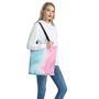 Teal Pink Liquid Marble Print Tote Bag