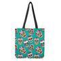 Teal Sugar Skull Pattern Print Tote Bag