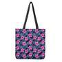 Teal Tropical Hibiscus Pattern Print Tote Bag