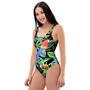 Tropical Bird Hawaiian Print One Piece Swimsuite