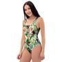 Tropical Bird Patchwork Print One Piece Swimsuite