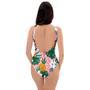 Tropical Flower Hawaiian Pineapple Print One Piece Swimsuite