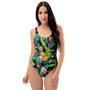 Tropical Hawaiian Floral Print One Piece Swimsuite