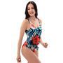 Tropical Hibiscus Flower Print One Piece Swimsuite