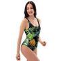 Tropical Palm Leaf Pineapple Print One Piece Swimsuite