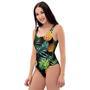 Tropical Palm Leaf Pineapple Print One Piece Swimsuite