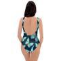 Turquoise Butterfly Print One Piece Swimsuite