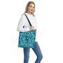 Turquoise Ethnic Aztec Trippy Print Tote Bag