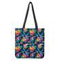 Turquoise Hawaiian Fruits Pattern Print Tote Bag