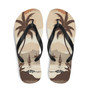 Vintage Faded Brown Island Palm Tree Bay Flip Flops Colorful
