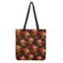 Vintage Flowers Skull Pattern Print Tote Bag