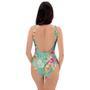 Vintage Pastel Floral Print One Piece Swimsuite