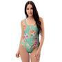 Vintage Pastel Floral Print One Piece Swimsuite