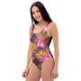 Watercolor Hibiscus Flower Hawaiian Print One Piece Swimsuite