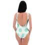 White And Turquoise Polka Dot One Piece Swimsuite