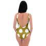 White And Yellow Polka Dot One Piece Swimsuite