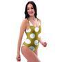 White And Yellow Polka Dot One Piece Swimsuite