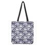 White Blue Skull Floral Pattern Print Tote Bag