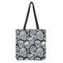 White Floral Sugar Skull Pattern Print Tote Bag