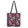 White Red Sugar Skull Pattern Print Tote Bag