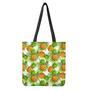 White Tropical Pineapple Pattern Print Tote Bag