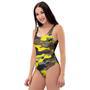 Woodland And Yellow Camo Print One Piece Swimsuite