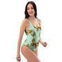 Yellow Butterfly Print One Piece Swimsuite