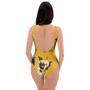 Yellow Flower Print One Piece Swimsuite